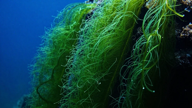 Ecosistema submarino de algas y luz