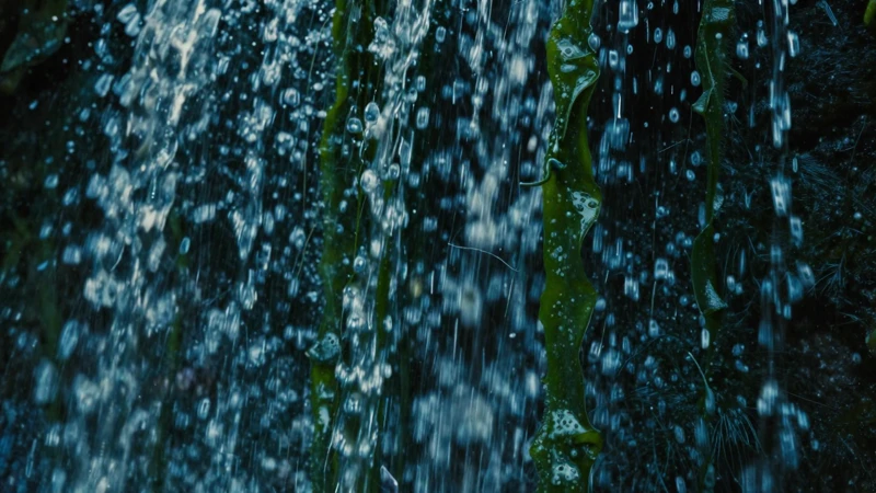 Macro fotografía de algas en agua