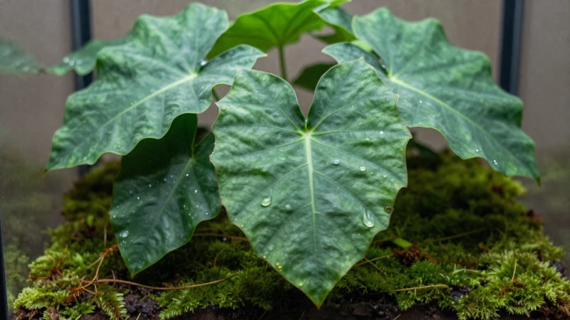 Plantas tropicales en un terrario