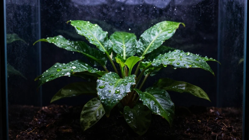 Planta amazónica húmeda en terrario