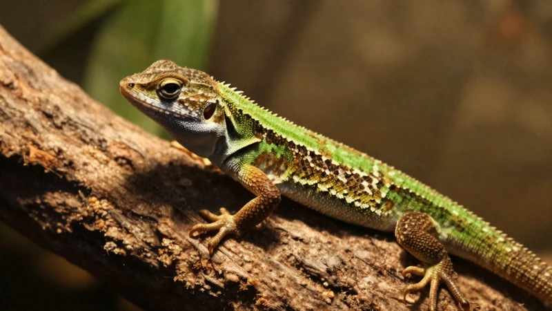 Anolis marrón en terrario húmedo