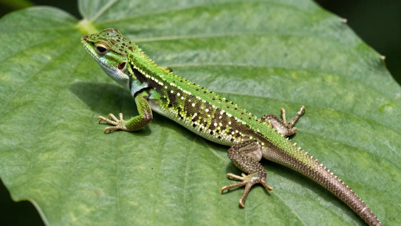 Macro científico del anolis en la selva
