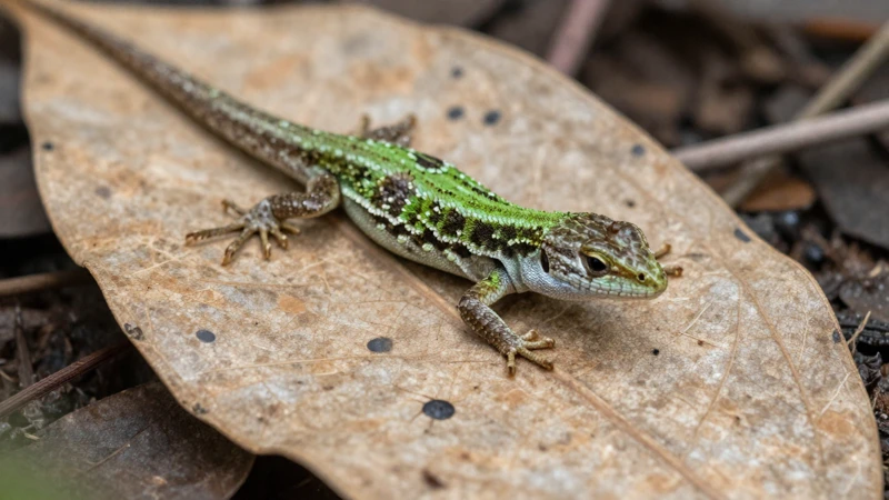 Macro ilustración científica del anolis y sus parásitos