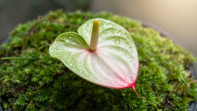 Anthurium tropical detallado en terrario verde