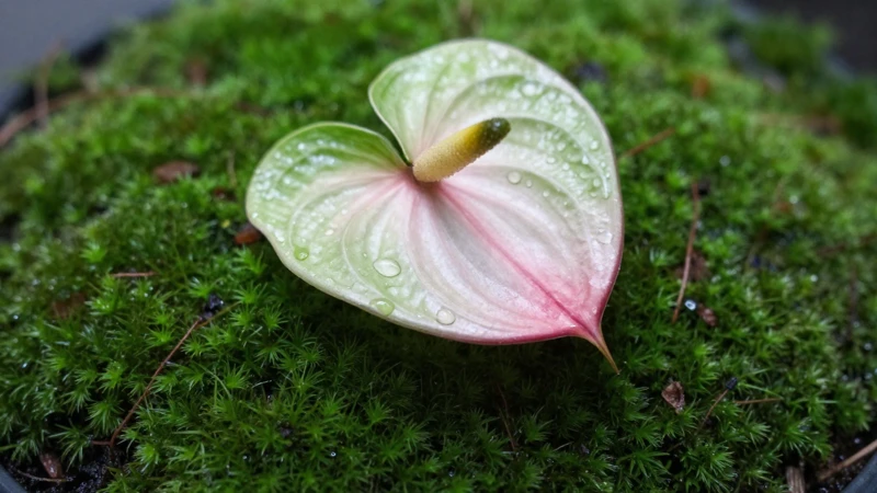 Detalle macro de planta verde con gotas