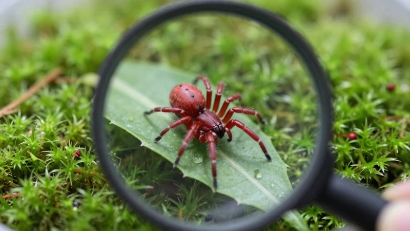 Primer plano de ácaros en musgo verde