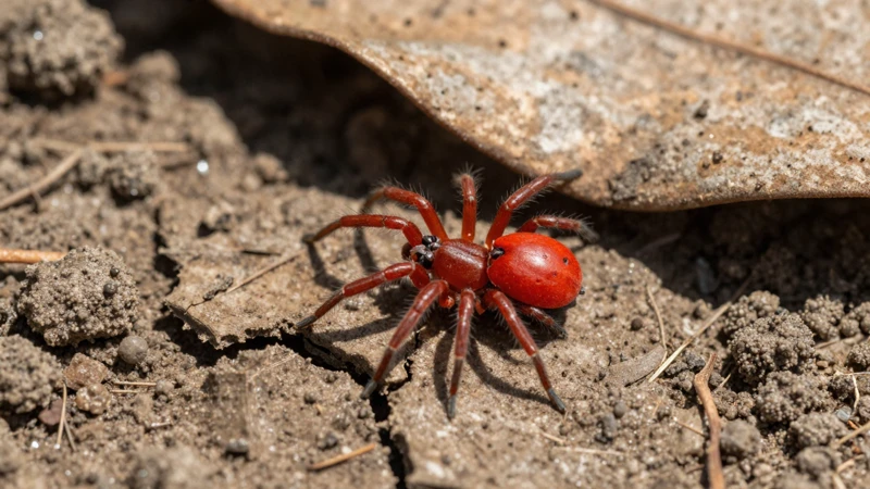 Araña en tierra seca con luz dramática