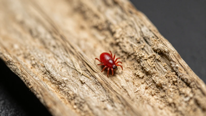 Detalle de ácaros en tierra seca