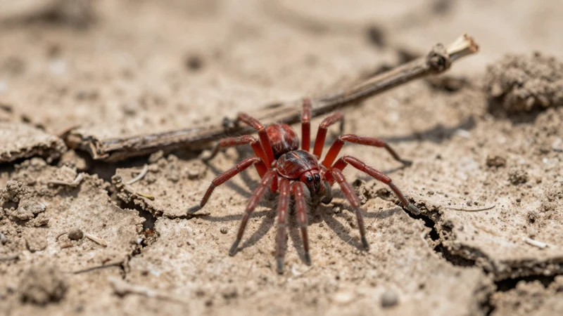 Araña en tierra árida y paisaje dramático