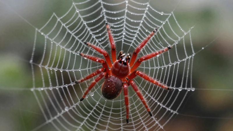 Detalle macro de una telaraña con rocío en un terrario