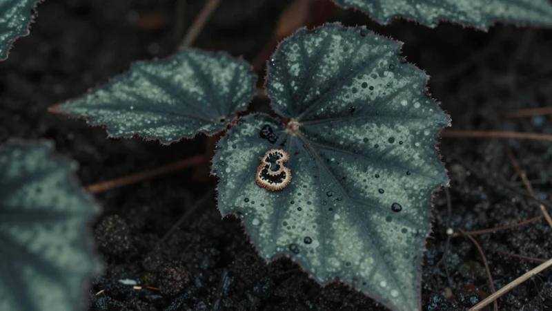 Pudrición de begonia en primer plano