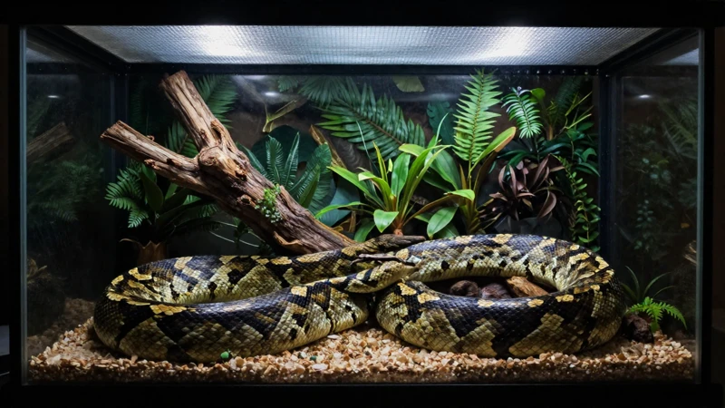 Terrario selvático con iluminación dramática