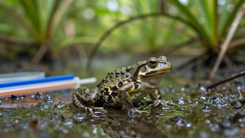 Fotografía científica de anfibios en humedales tropicales