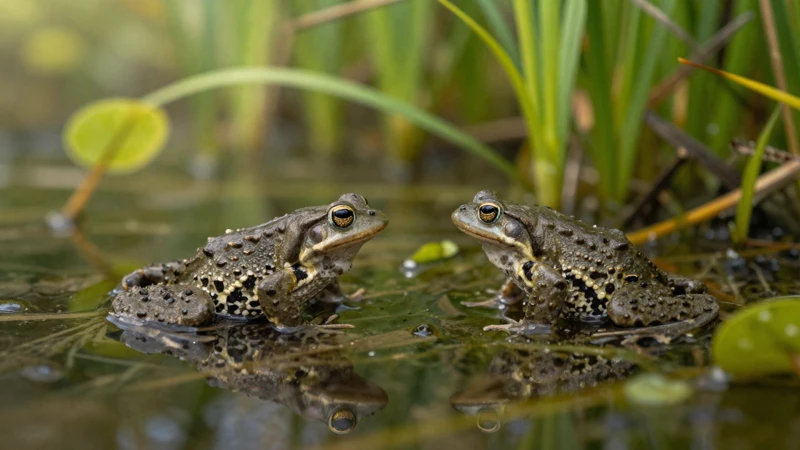 Fotografía detallada de anfibios en pantano