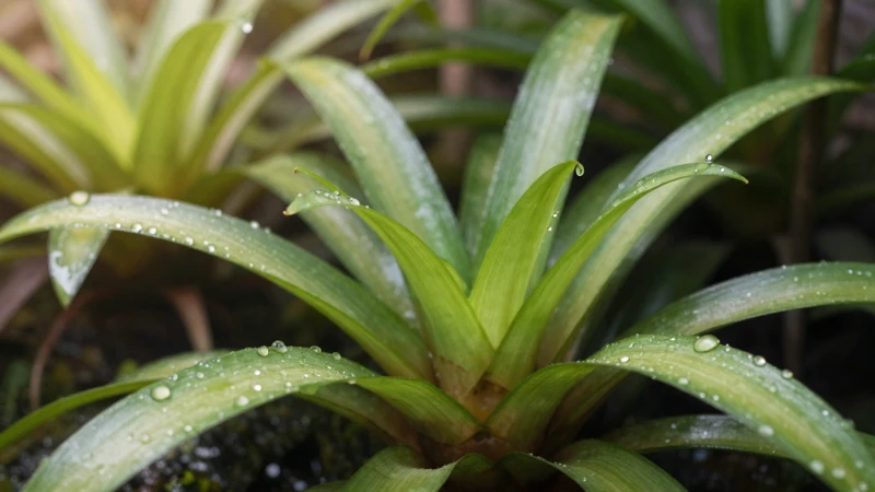 Flora tropical con gotas de agua vibrantes