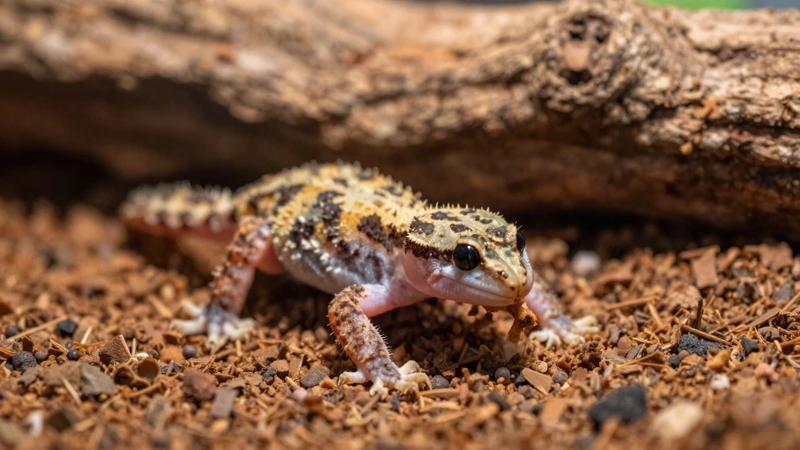 Primer plano de un gecko comiendo