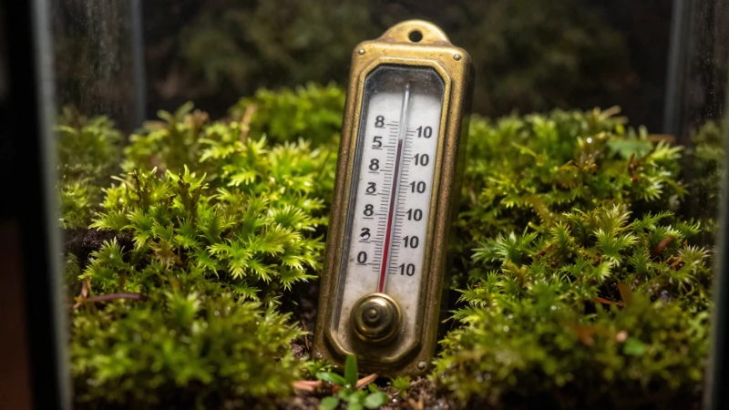 Detalle cinematográfico de un terrario luminoso