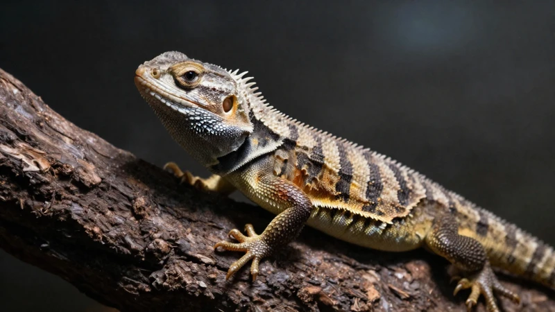 Lagarto sano en terrario con luz suave