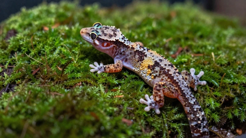 Geckos en un terrario verde húmedo