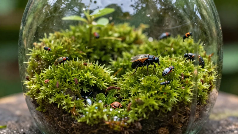 Ilustración macro de un terrario natural