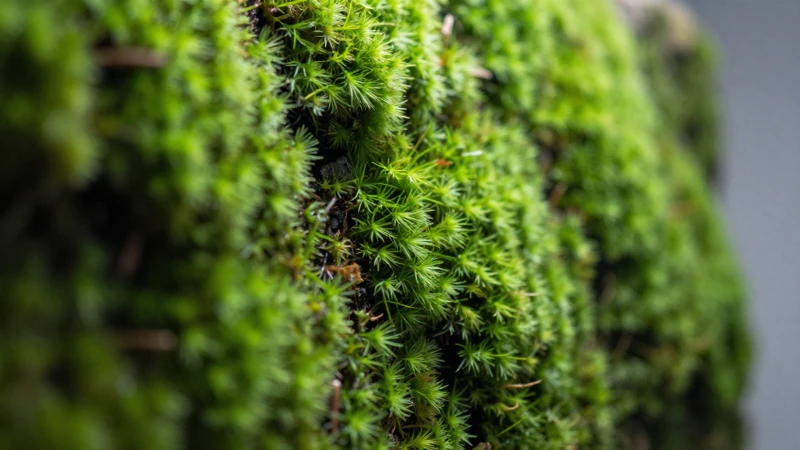 Detalle macro de musgo en terrario verde