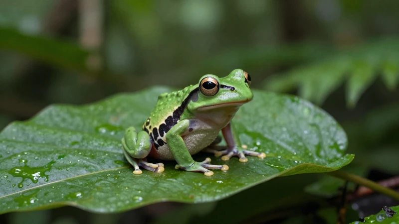 Fotografía macro de rana en la selva