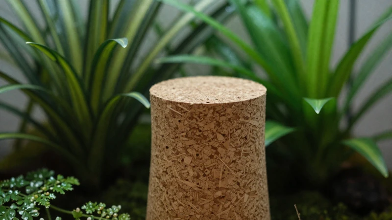 Terrario tropical con luz suave y detalles naturales