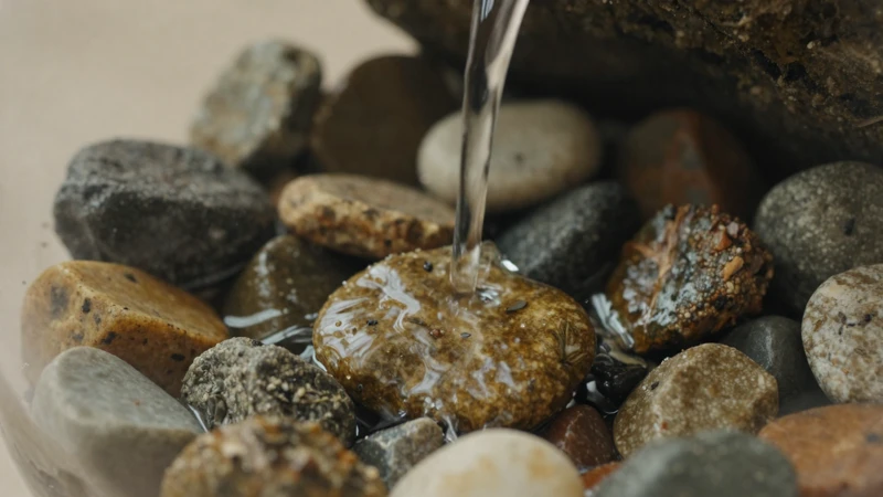 Piedras, agua y luz natural en detalle