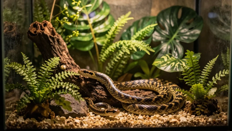 Hábitat seguro y detallado de serpientes tropicales