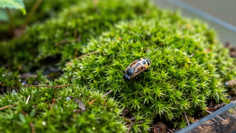 Terrario natural con insectos y musgo