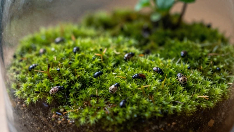 Terrario verde con vida natural