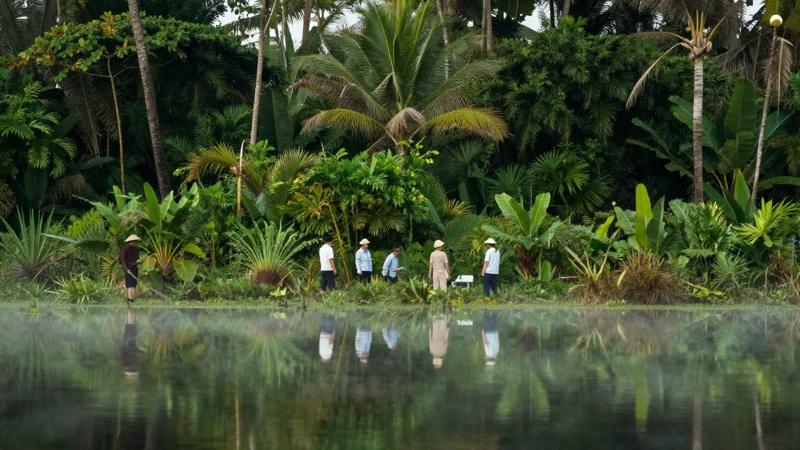 Realismo de un humedal tropical matutino