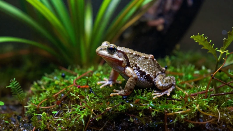 Fotografía detallada de un anfibio en hábitat acuático