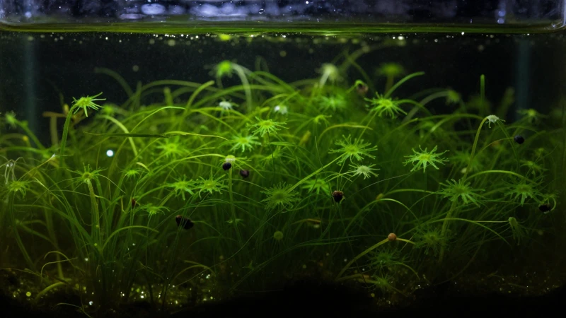 Algas con luz dramática en terrario
