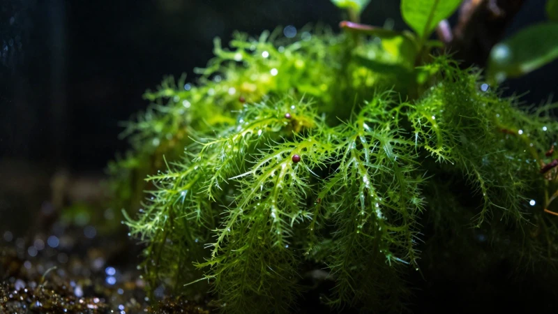 Detalle botánico de un ecosistema de terrario