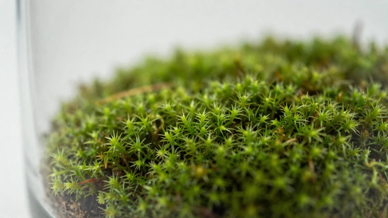 Macro de musgo verde con luz suave