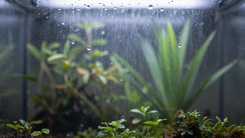 Fotografía macro de un terrario atmosférico
