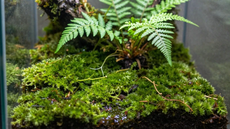 Terrario exuberante con luz natural