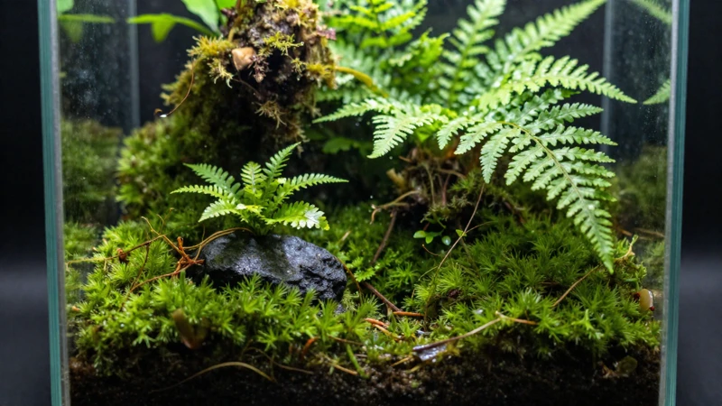 Terrario natural con luz suave