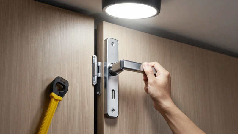Instalación de puerta con detalle y seguridad