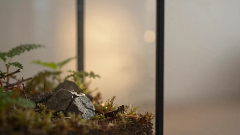 Terrario cálido y pacífico con luz suave
