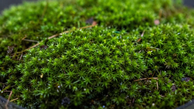 Detalle macro de musgo verde vibrante