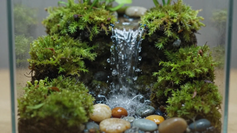 Terrario macro con cascada y musgo