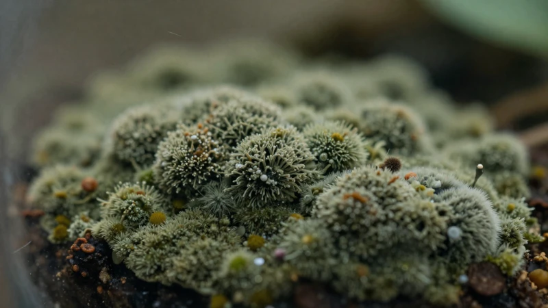 Detalle macro de moho en terrario