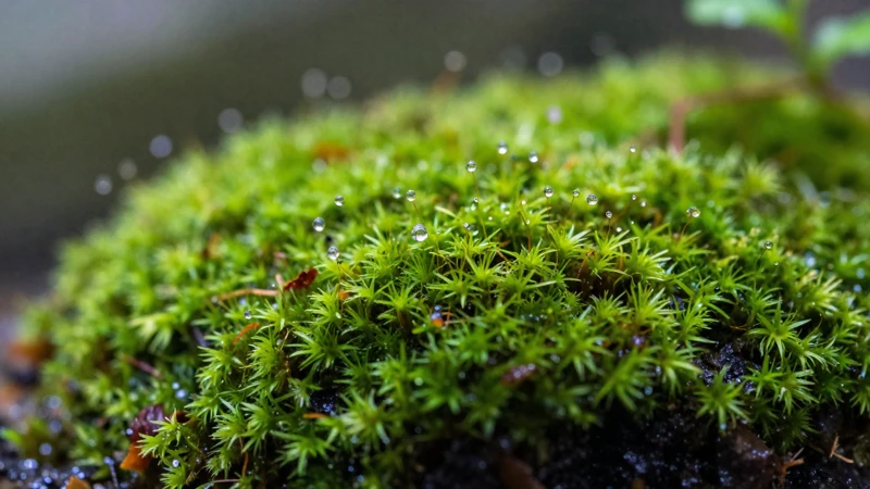 Detalle macro de un ecosistema verde