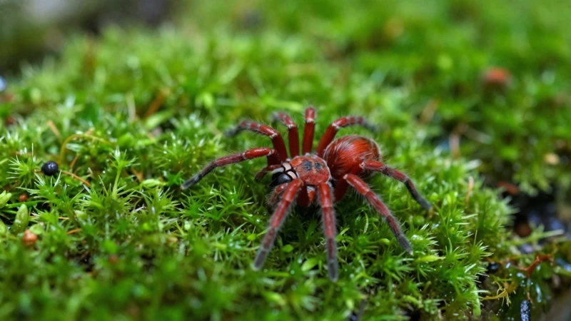 Macro realista de araña en terrario