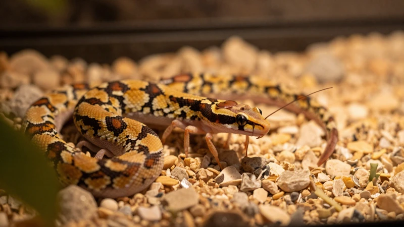 Fotografía macro de reptiles en terrario