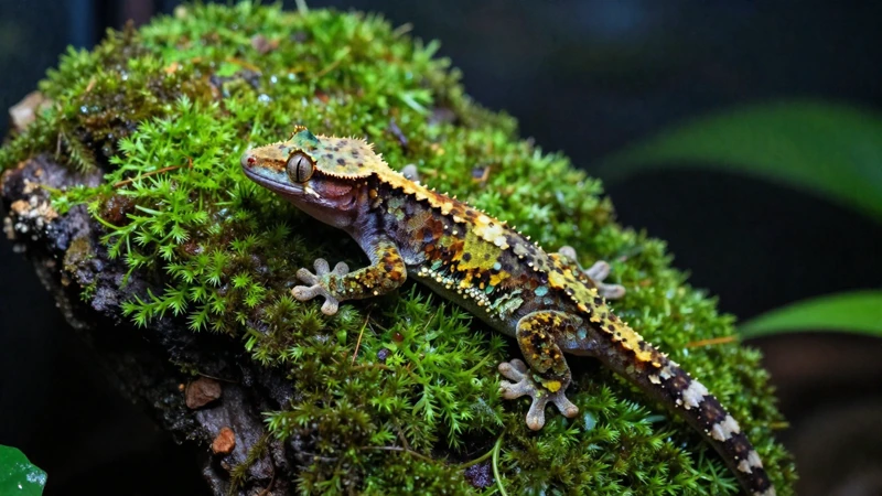 Gecko tropical en terrario detallado
