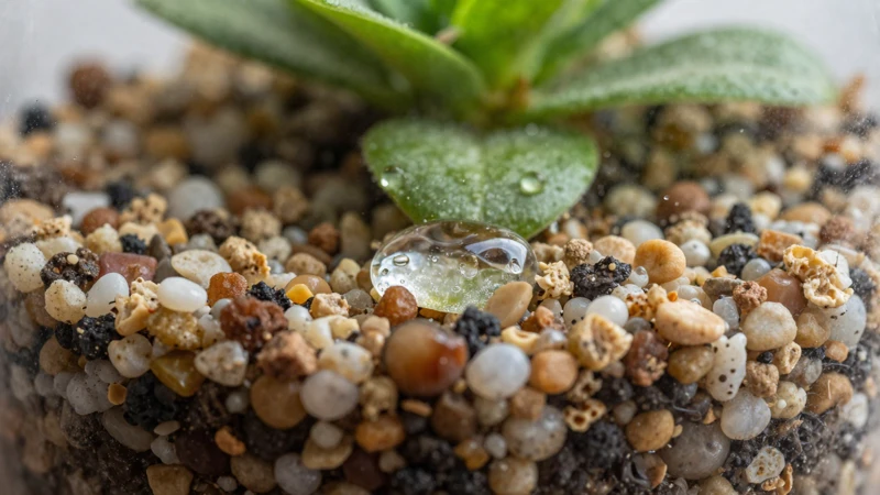 Detalle macro de un terrario brillante