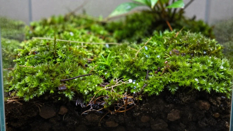 Terrario verde hiperrealista en macro